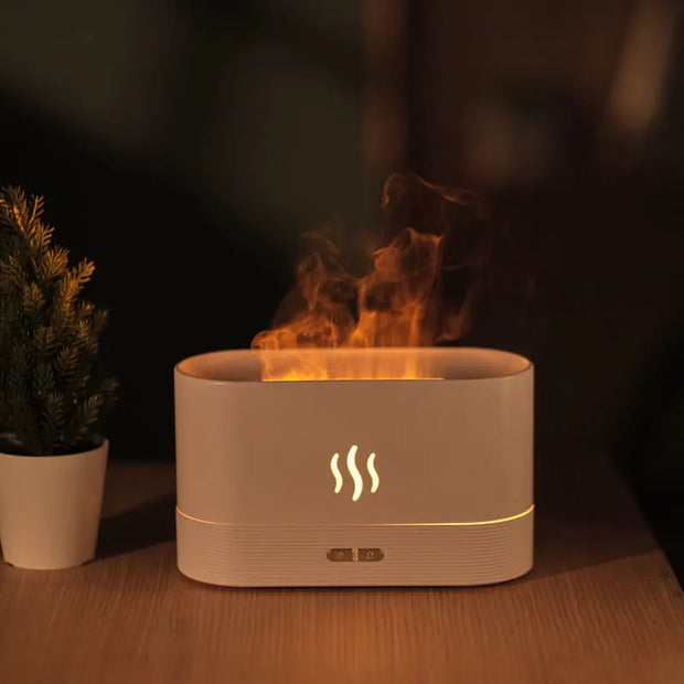 Perfume Humidifier Ultrasonic Air Humidifier With LED Lighting Simulation Colorful Flame Fragrance Essential Oil Flame Lamp