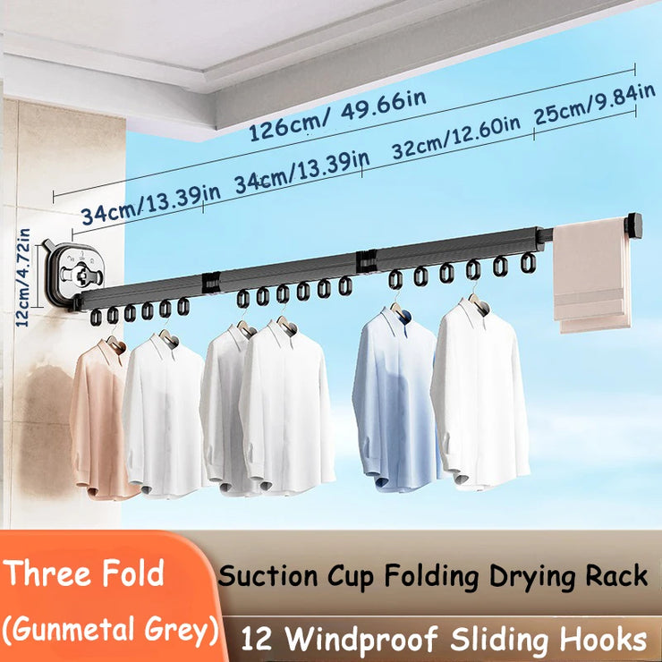 Wall Mount Clothes Drying Rack Foldable Heavy Duty Retractable Closet Laundry Hanger Rotating Folding Extendable Clothesline