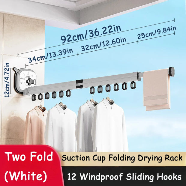 Wall Mount Clothes Drying Rack Foldable Heavy Duty Retractable Closet Laundry Hanger Rotating Folding Extendable Clothesline