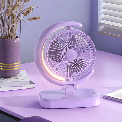 New Electric Mini Fan USB Charging Silent Desktop LED Light Fan Strong Wind 3 Speed Adjustable Suitable for Home Office School