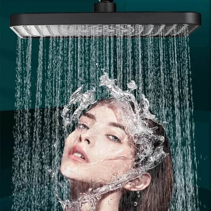 Rainfall Shower Head Big Panel Large Flow Supercharge Ceiling Mounted Showerhead 360 Rotation High Pressure ABS Bathroom Faucet