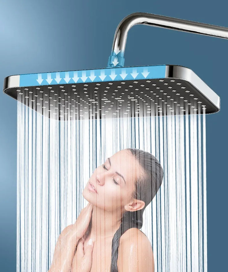 Rainfall Shower Head Big Panel Large Flow Supercharge Ceiling Mounted Showerhead 360 Rotation High Pressure ABS Bathroom Faucet