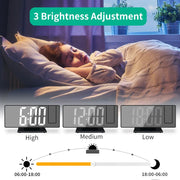 USB Powered  Digital Alarm Clock 180° Arm Projection Alarm Clock Time Temperature Snooze Table Clock 12/24H Projector LED Clock