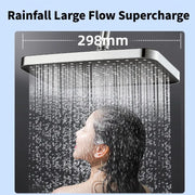 Rainfall Shower Head Big Panel Large Flow Supercharge Ceiling Mounted Showerhead 360 Rotation High Pressure ABS Bathroom Faucet