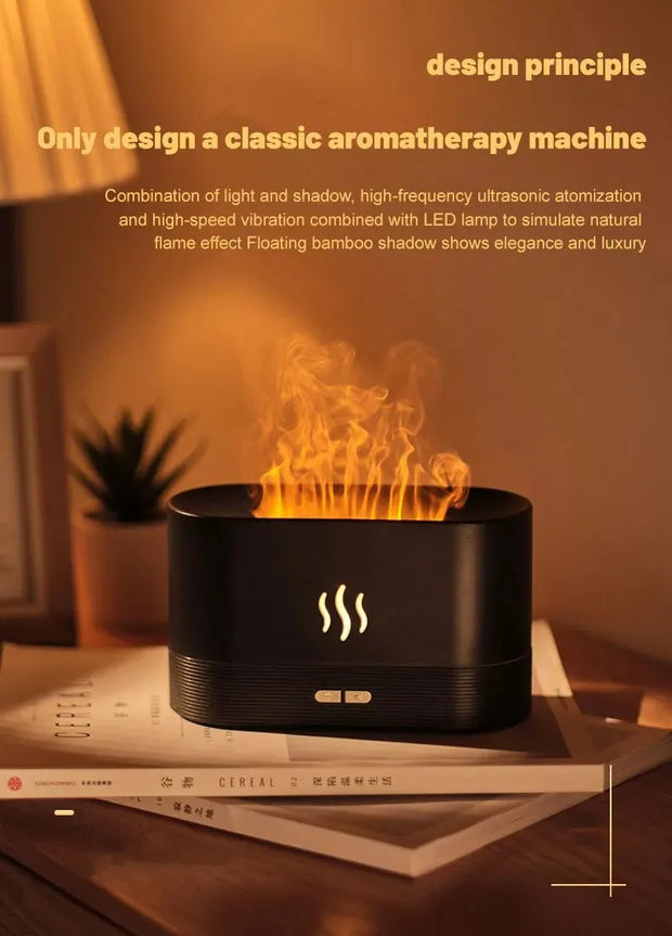 Perfume Humidifier Ultrasonic Air Humidifier With LED Lighting Simulation Colorful Flame Fragrance Essential Oil Flame Lamp