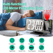 USB Powered  Digital Alarm Clock 180° Arm Projection Alarm Clock Time Temperature Snooze Table Clock 12/24H Projector LED Clock