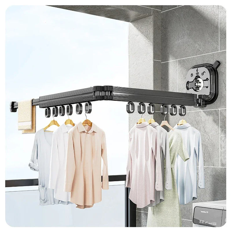 Wall Mount Clothes Drying Rack Foldable Heavy Duty Retractable Closet Laundry Hanger Rotating Folding Extendable Clothesline