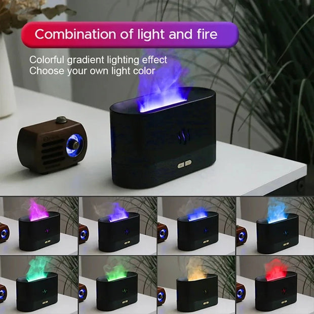 Perfume Humidifier Ultrasonic Air Humidifier With LED Lighting Simulation Colorful Flame Fragrance Essential Oil Flame Lamp