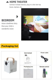 Portable Smart 4K Projector Mini Home Theater Android  Outdoor Wifi Bluetooth Mobile Battery LED Video Game Phone Cinema Speaker