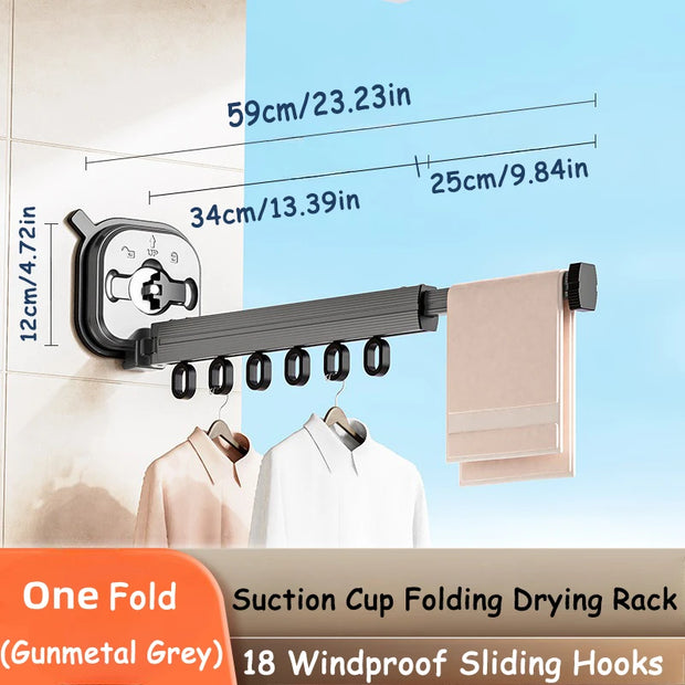 Wall Mount Clothes Drying Rack Foldable Heavy Duty Retractable Closet Laundry Hanger Rotating Folding Extendable Clothesline