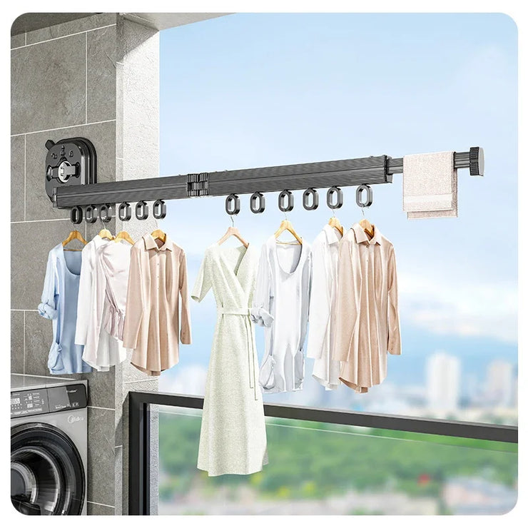 Wall Mount Clothes Drying Rack Foldable Heavy Duty Retractable Closet Laundry Hanger Rotating Folding Extendable Clothesline